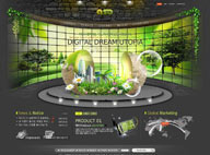 绿色系网页-立体空间展示台电子产品网站整站