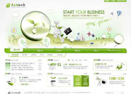 绿色系网页-3D商务小人环保商业网站整站